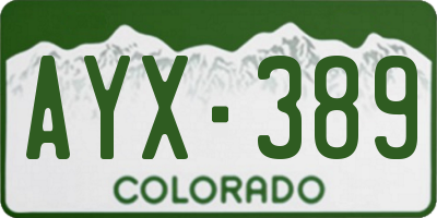 CO license plate AYX389