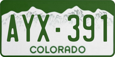 CO license plate AYX391