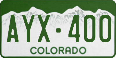 CO license plate AYX400