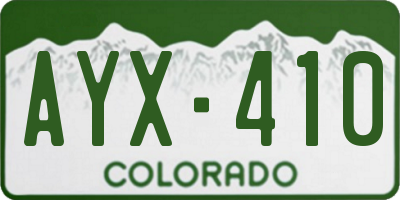 CO license plate AYX410