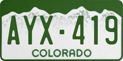 CO license plate AYX419