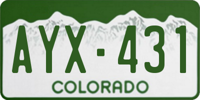CO license plate AYX431