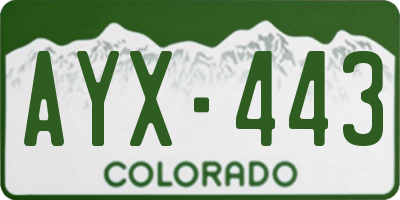 CO license plate AYX443