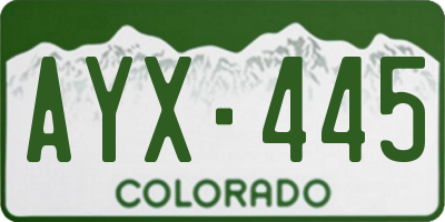 CO license plate AYX445