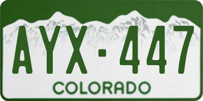 CO license plate AYX447