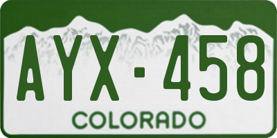 CO license plate AYX458