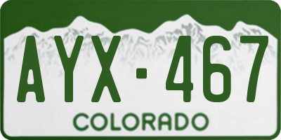 CO license plate AYX467
