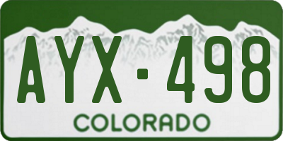 CO license plate AYX498
