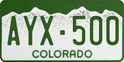 CO license plate AYX500