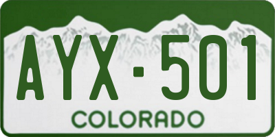 CO license plate AYX501