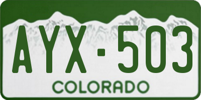 CO license plate AYX503
