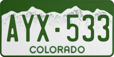 CO license plate AYX533