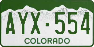 CO license plate AYX554