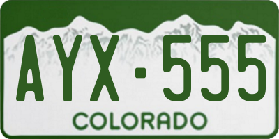 CO license plate AYX555