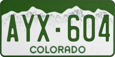 CO license plate AYX604