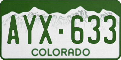 CO license plate AYX633
