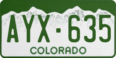 CO license plate AYX635