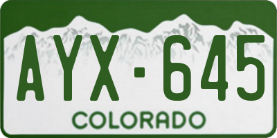 CO license plate AYX645
