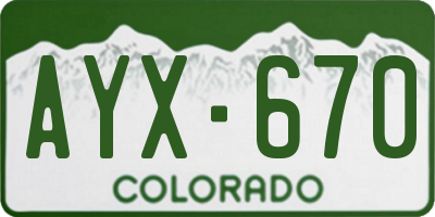 CO license plate AYX670