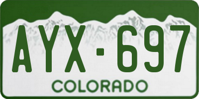 CO license plate AYX697
