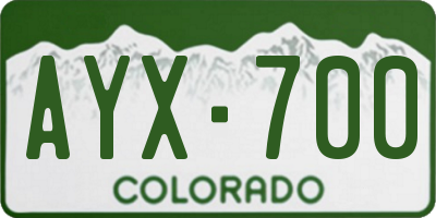 CO license plate AYX700