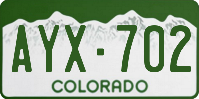 CO license plate AYX702