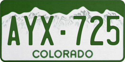 CO license plate AYX725