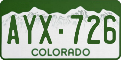 CO license plate AYX726