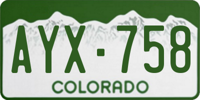CO license plate AYX758
