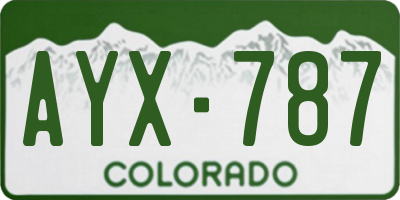 CO license plate AYX787