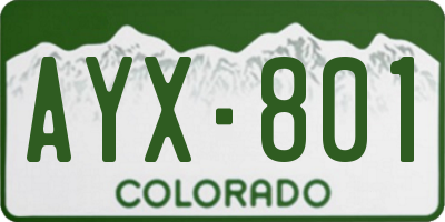 CO license plate AYX801