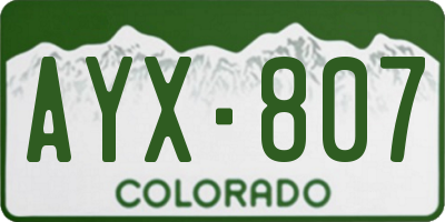 CO license plate AYX807