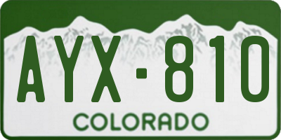 CO license plate AYX810