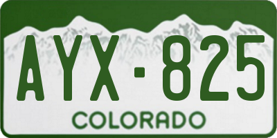 CO license plate AYX825