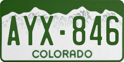 CO license plate AYX846