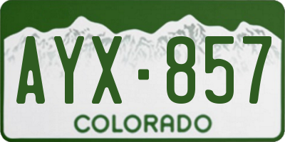 CO license plate AYX857