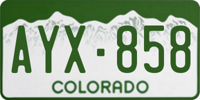 CO license plate AYX858