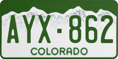 CO license plate AYX862