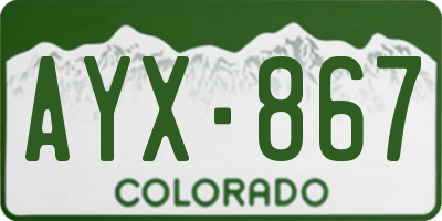 CO license plate AYX867