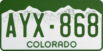 CO license plate AYX868