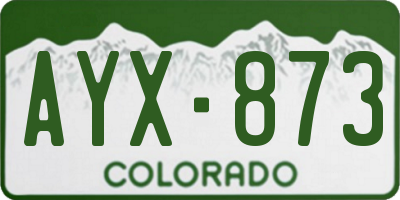 CO license plate AYX873