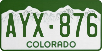 CO license plate AYX876
