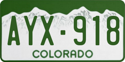 CO license plate AYX918