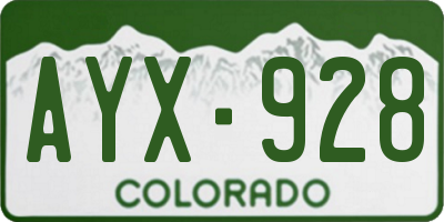 CO license plate AYX928