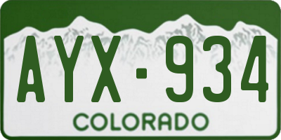 CO license plate AYX934