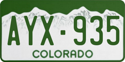 CO license plate AYX935