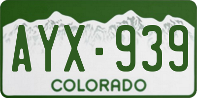 CO license plate AYX939