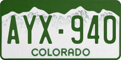 CO license plate AYX940