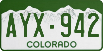 CO license plate AYX942