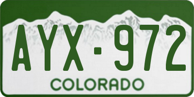 CO license plate AYX972